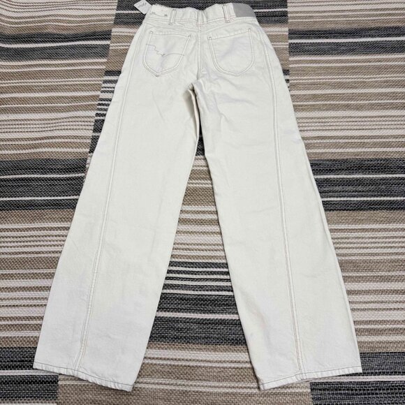 Free People We The Free Aster Straight Leg Jeans 100% Cotton‎ Cream Size 26 - Picture 4 of 16